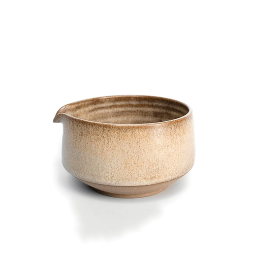 The medium bowl, speckled brown glaze with a pouring spout